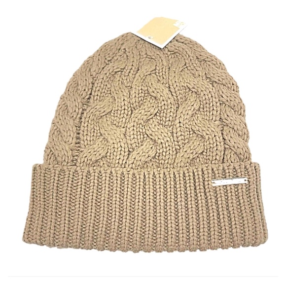 NWT-Michael Kors Tan Cable Knit Beanie - Picture 3 of 7